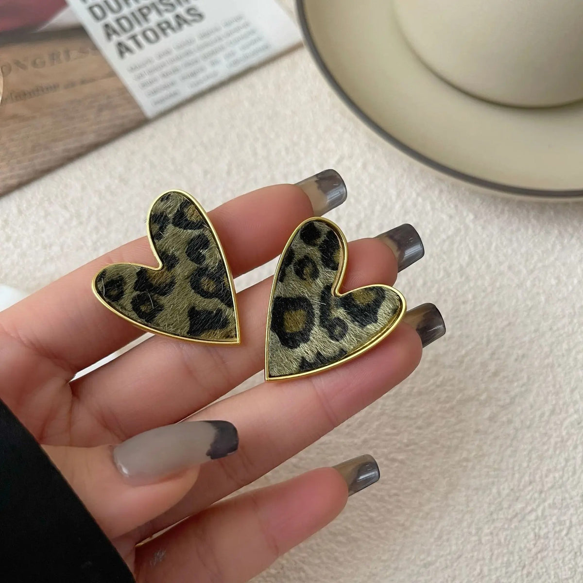 Leopard Heart Earrings