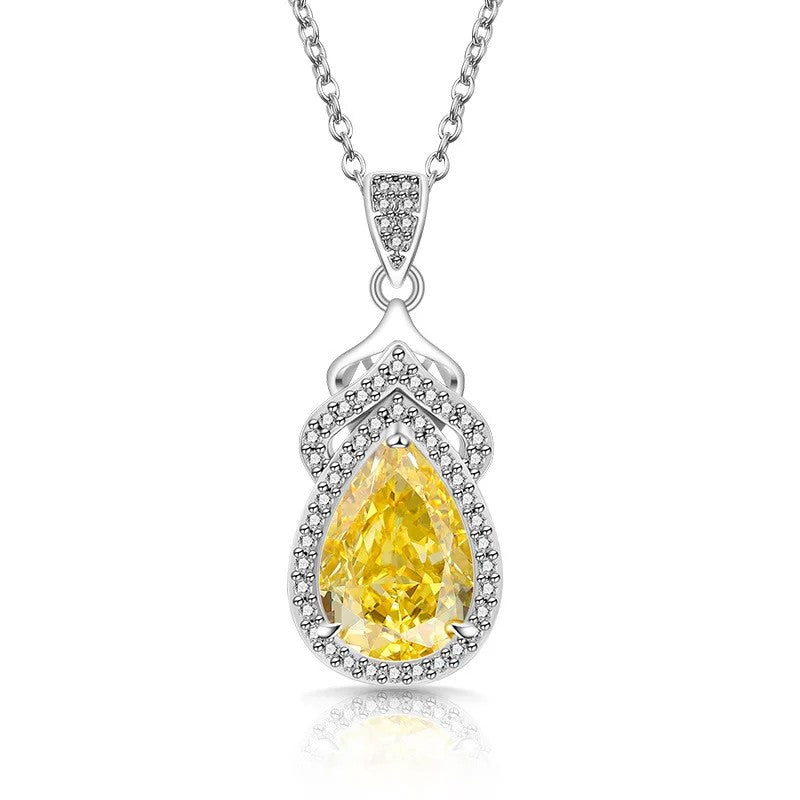 Pear Zircon Crown Pendant Necklace
