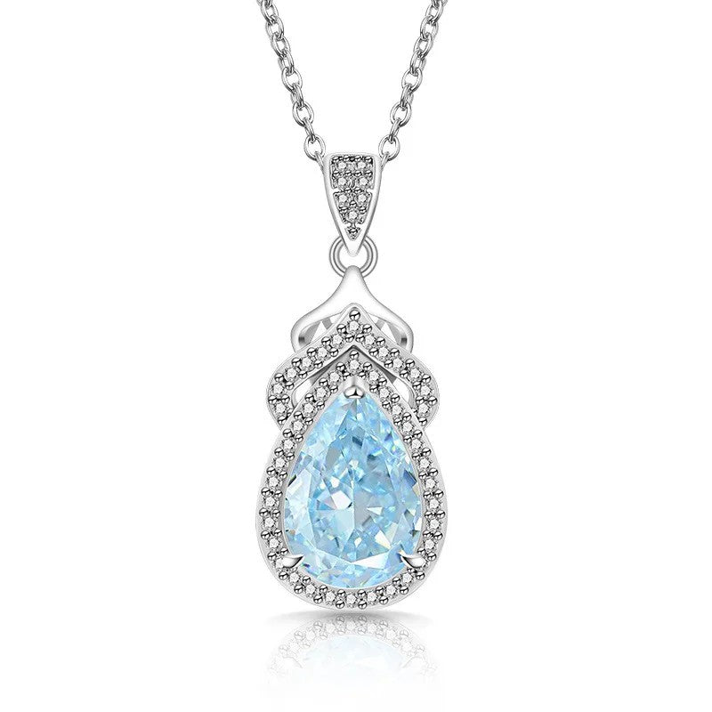 Pear Zircon Crown Pendant Necklace
