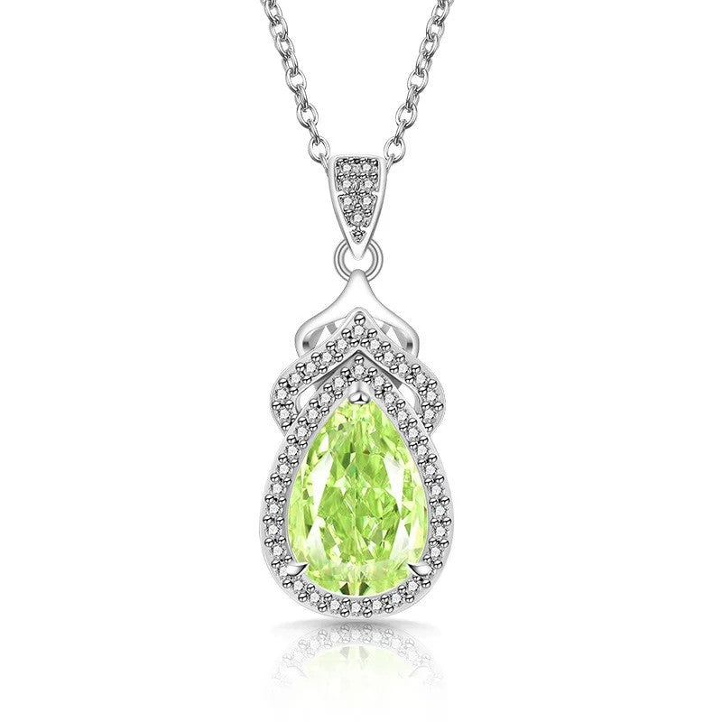 Pear Zircon Crown Pendant Necklace