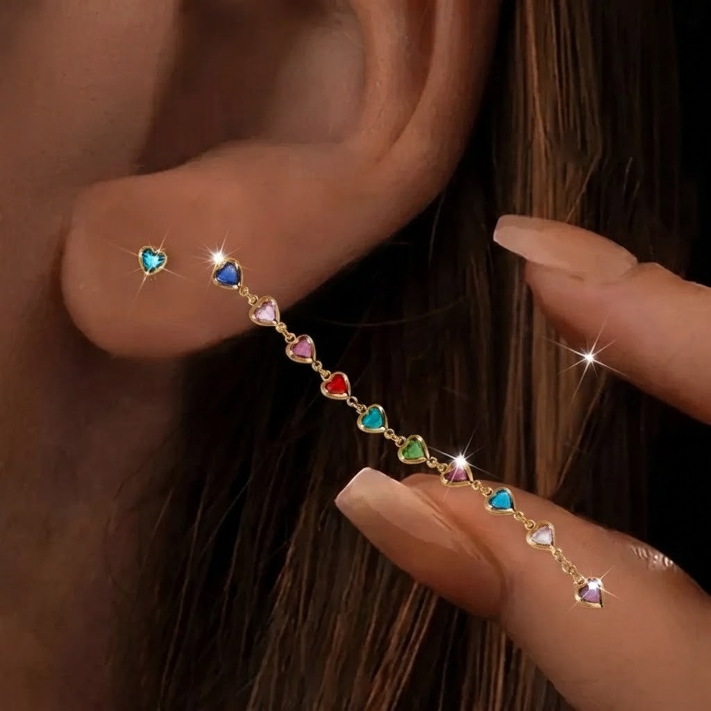 Multicolor Heart Drop Earrings