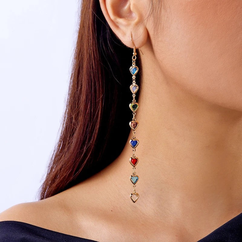Multicolor Heart Drop Earrings