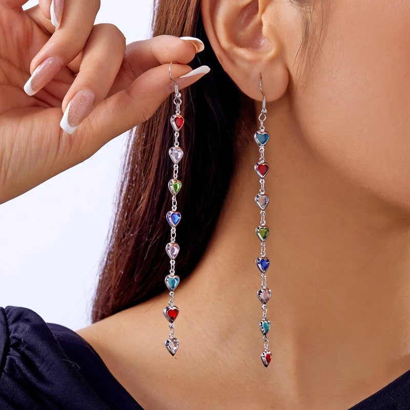 Multicolor Heart Drop Earrings