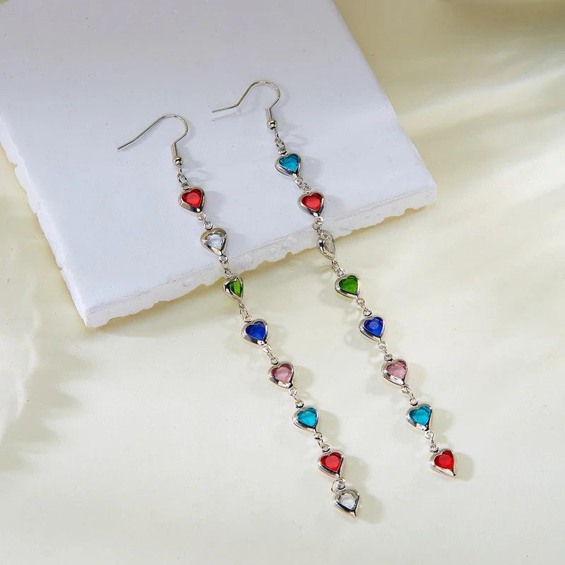 Multicolor Heart Drop Earrings