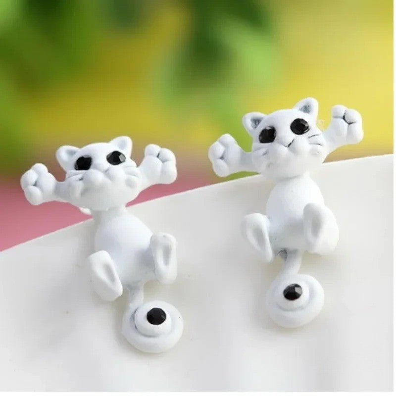 Climbing Blue Cat Stud Earrings