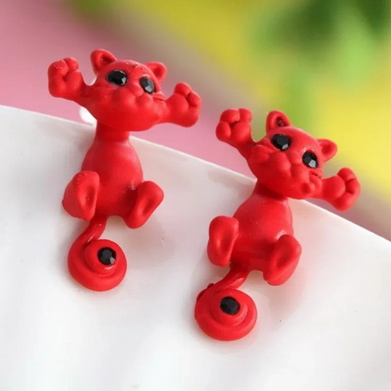 Climbing Blue Cat Stud Earrings