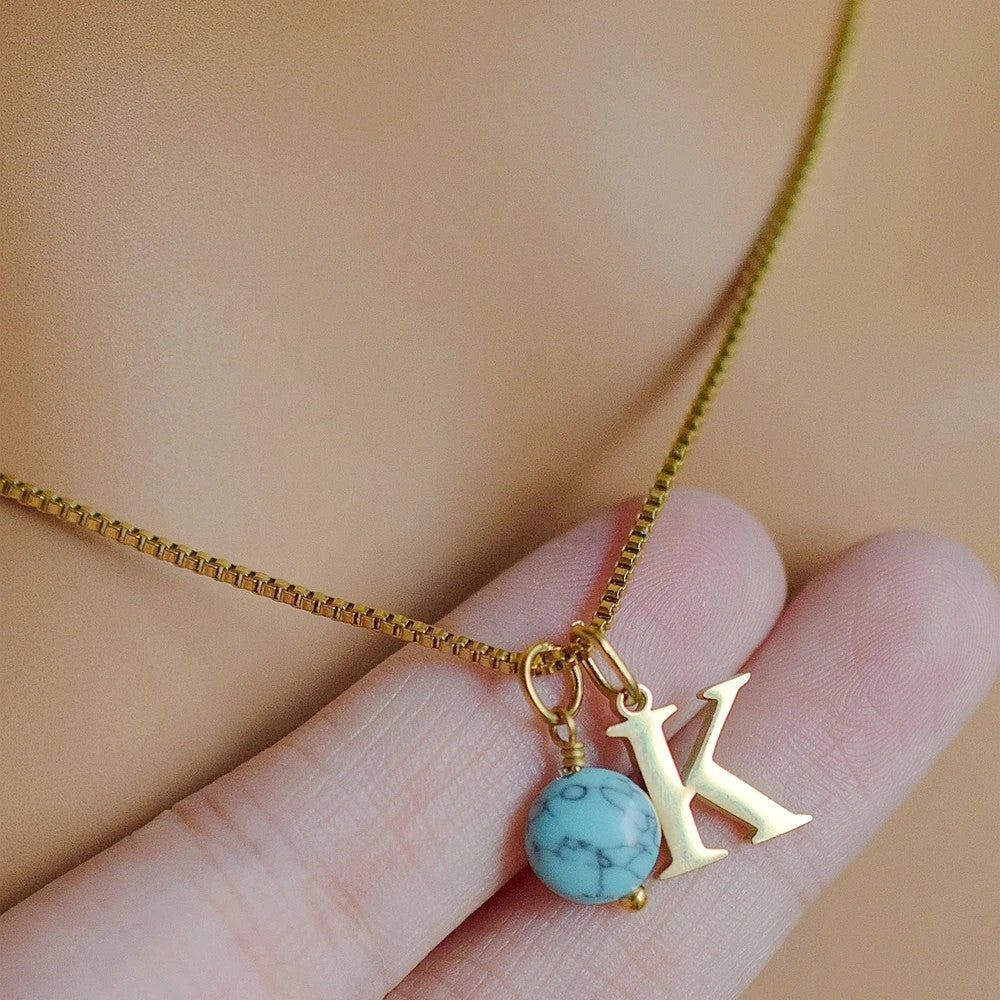 Turquoise Initial Necklace