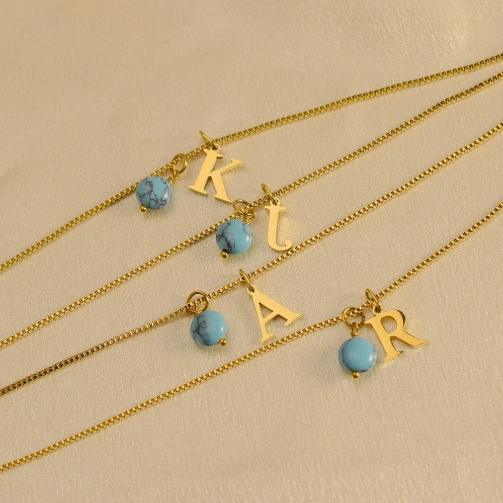 Turquoise Initial Necklace