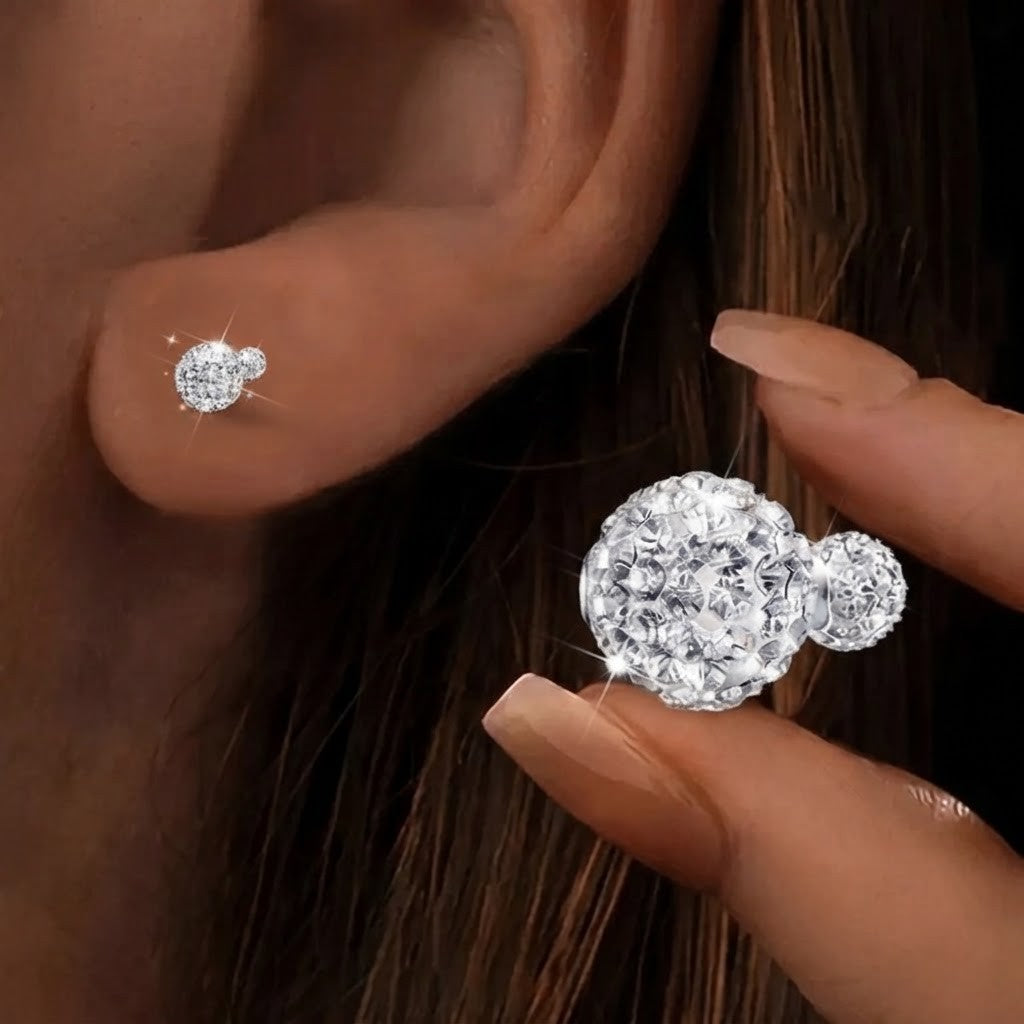 Double Crystal Ball Earrings