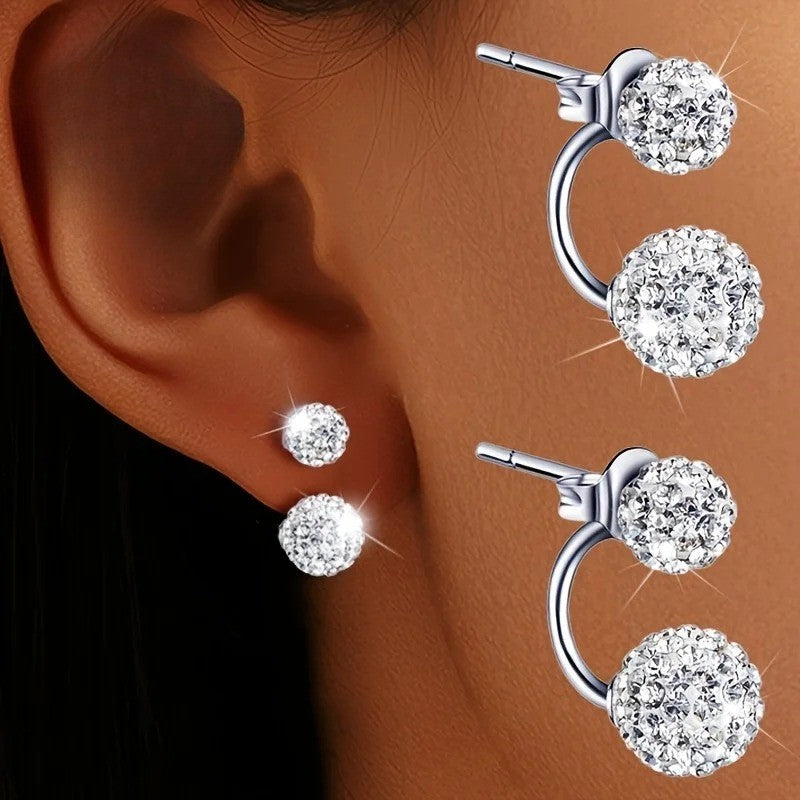 Double Crystal Ball Earrings