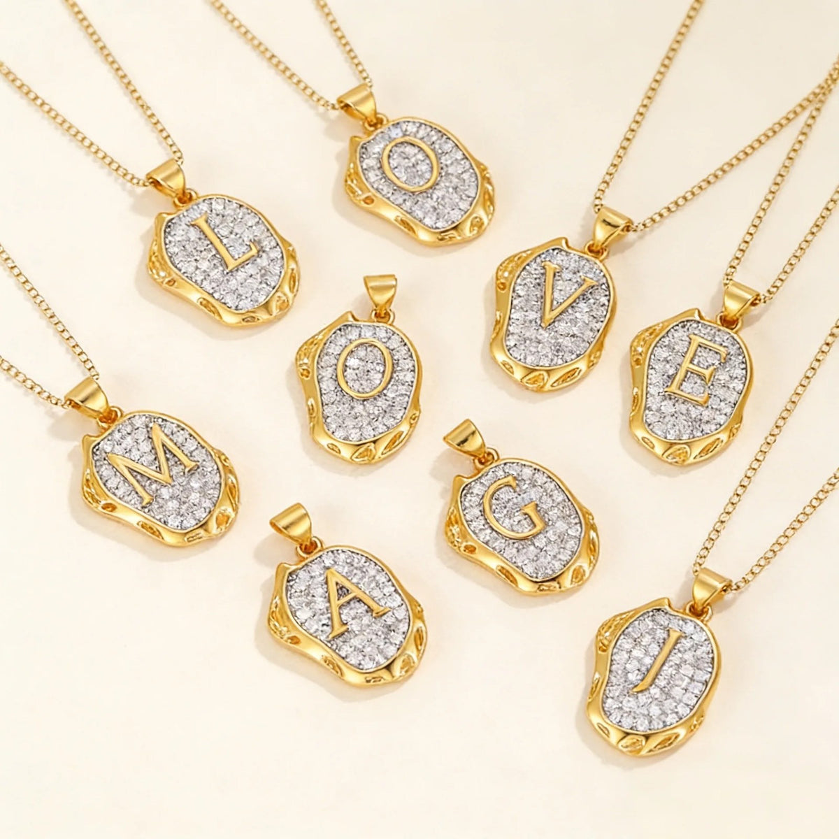 Crystal Initial Pendant Necklace