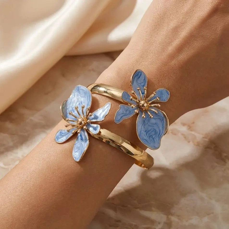 Enamel Flower Cuff Bracelet