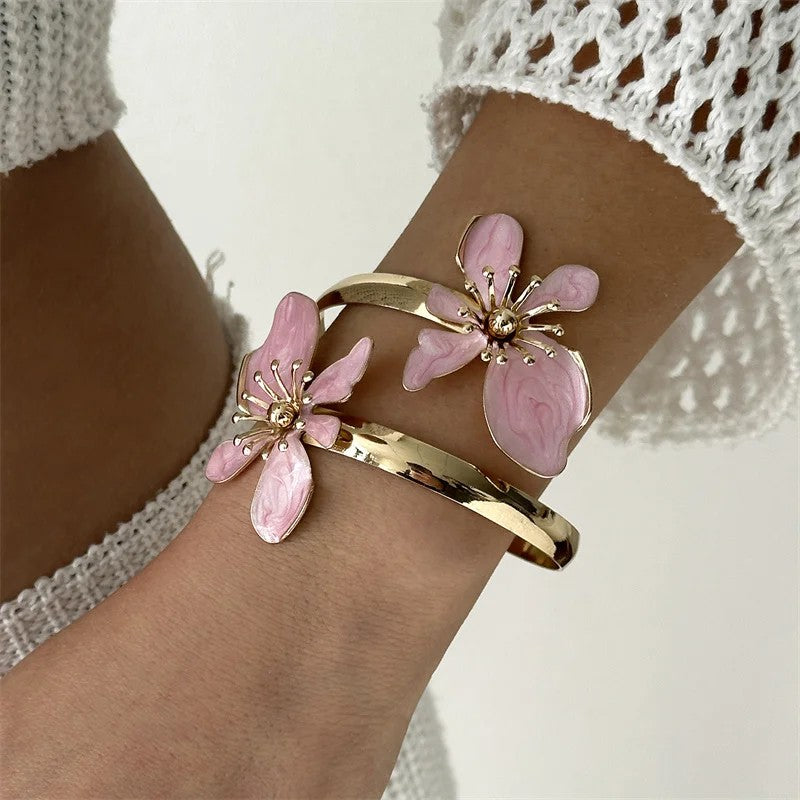 Enamel Flower Cuff Bracelet
