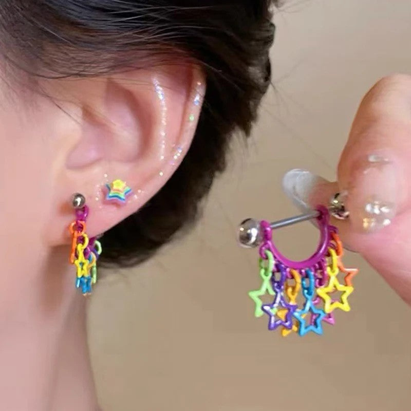 Colorful Star Drop Earring