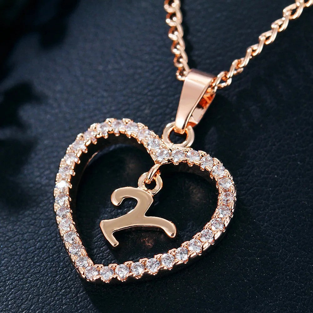 Crystal Initial Heart Necklace