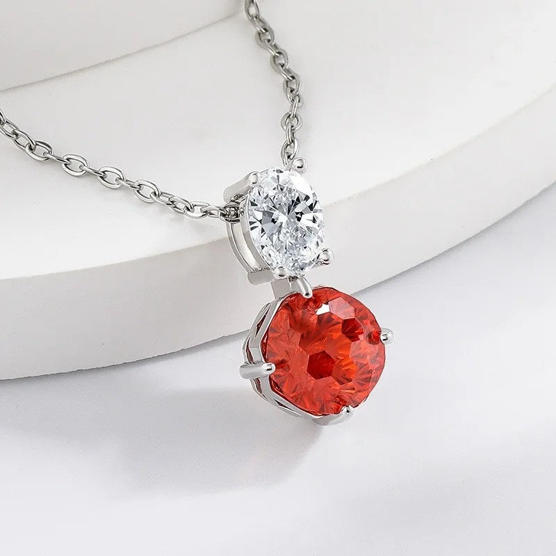 Dual Stone Crystal Pendant Necklace
