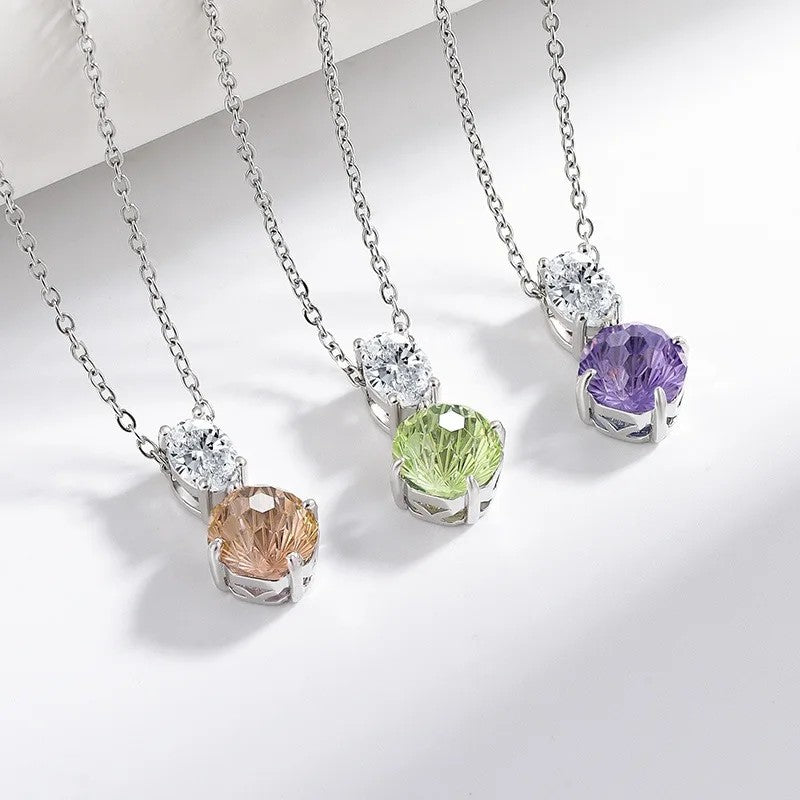Dual Stone Crystal Pendant Necklace