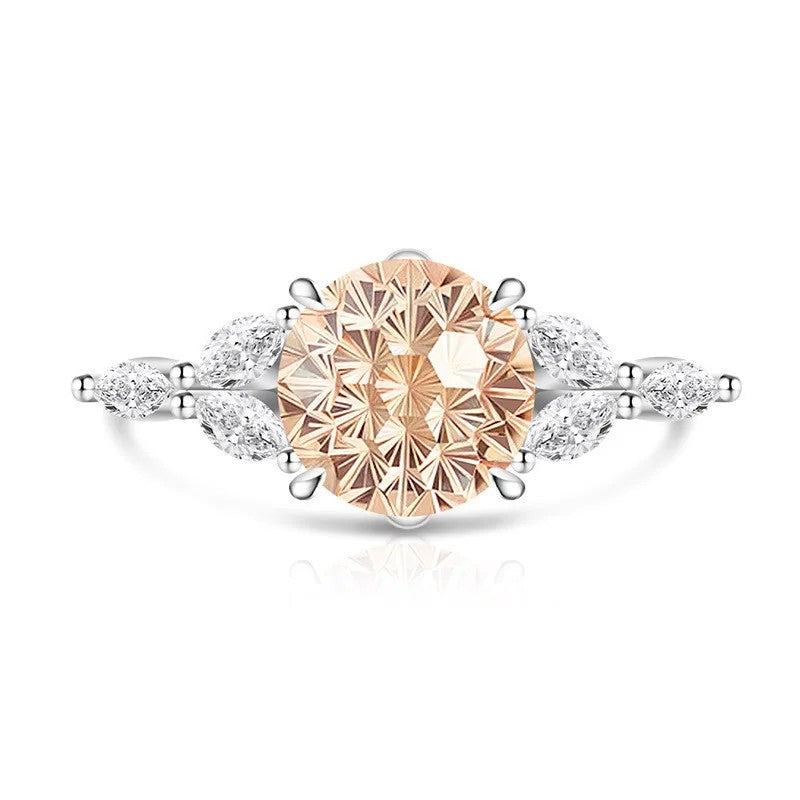 Round Zircon Marquise Accent Ring