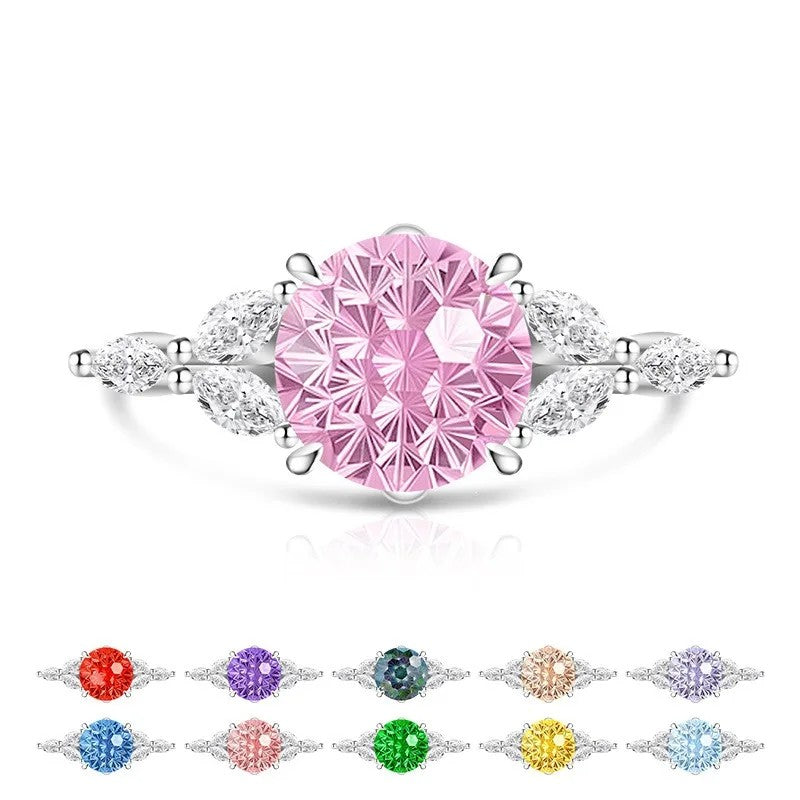 Round Zircon Marquise Accent Ring