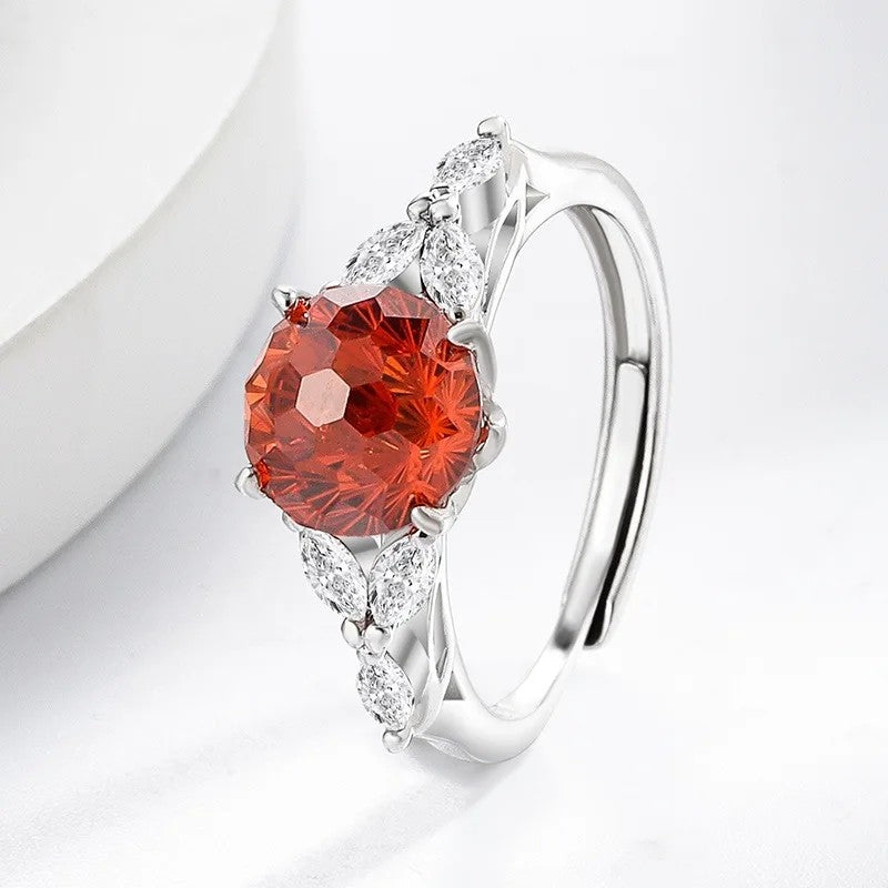 Round Zircon Marquise Accent Ring