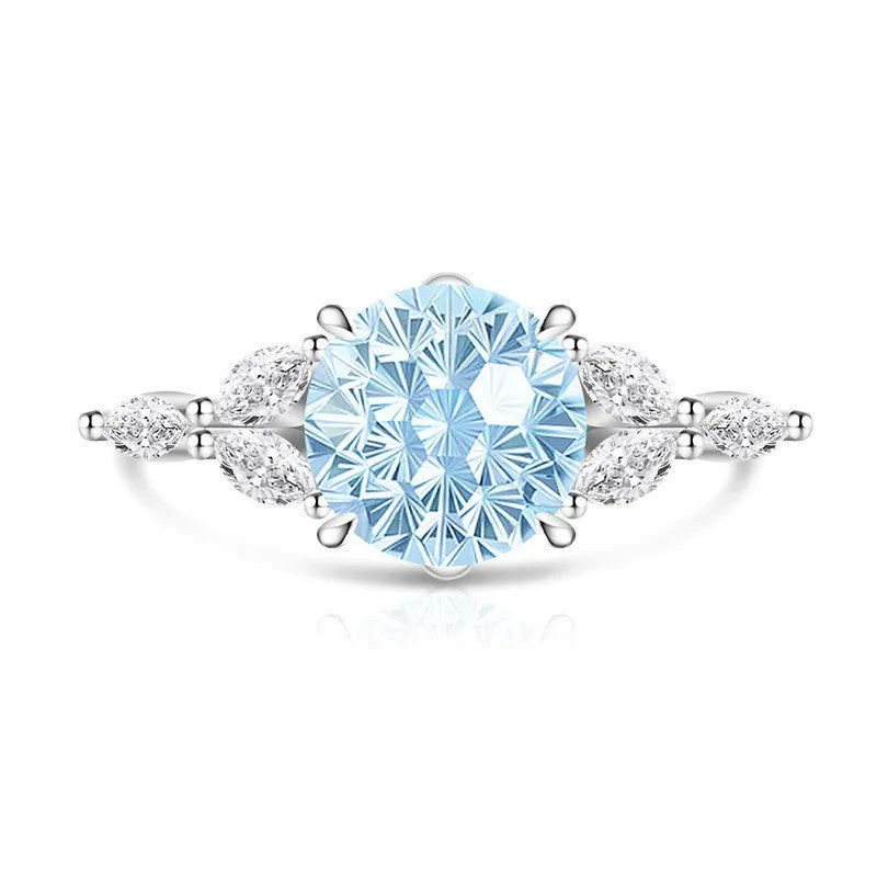 Round Zircon Marquise Accent Ring