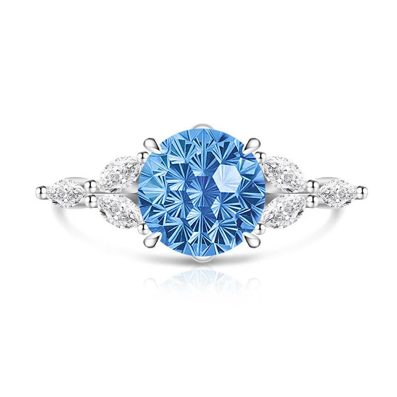 Round Zircon Marquise Accent Ring