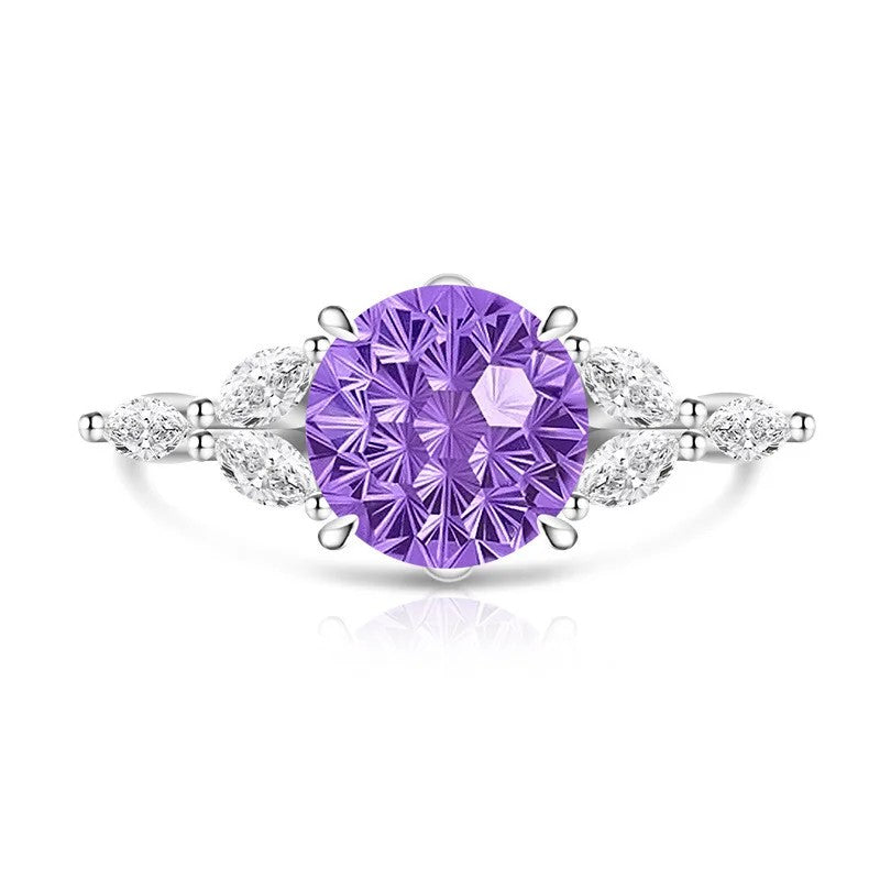 Round Zircon Marquise Accent Ring