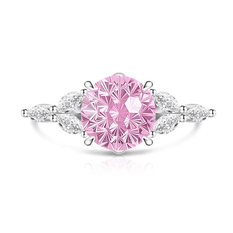 Round Zircon Marquise Accent Ring