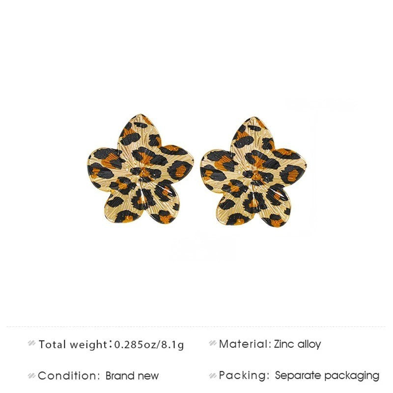 Leopard Flower Drop Earrings