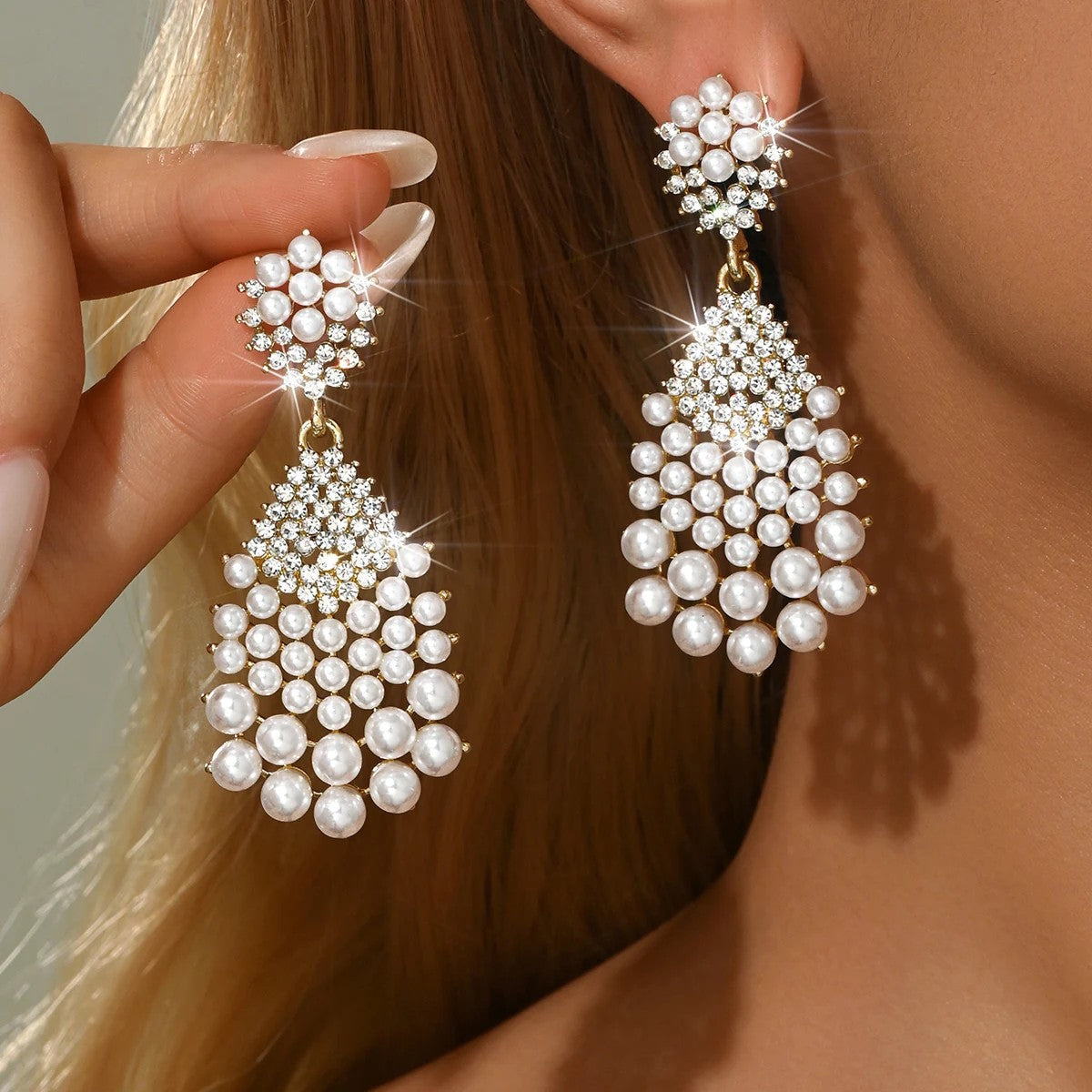 Pearl & Crystal Drop Earrings