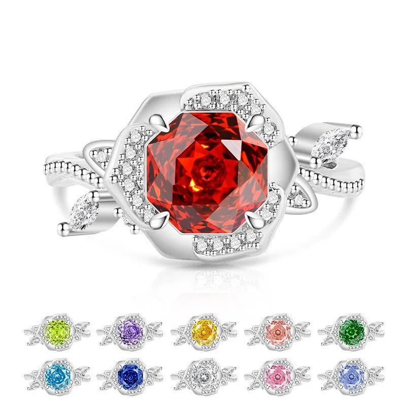 Octagon Crystal Statement Ring
