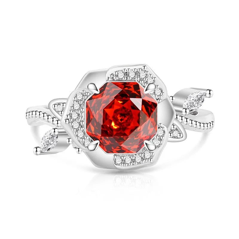 Octagon Crystal Statement Ring