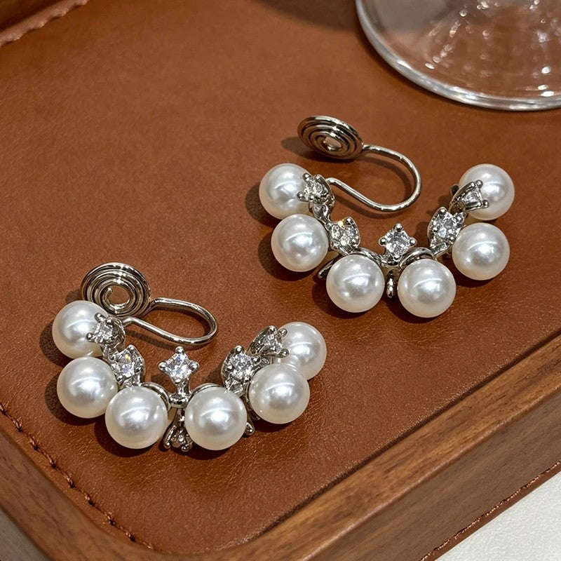 Pearl & Crystal Clip-On Earrings