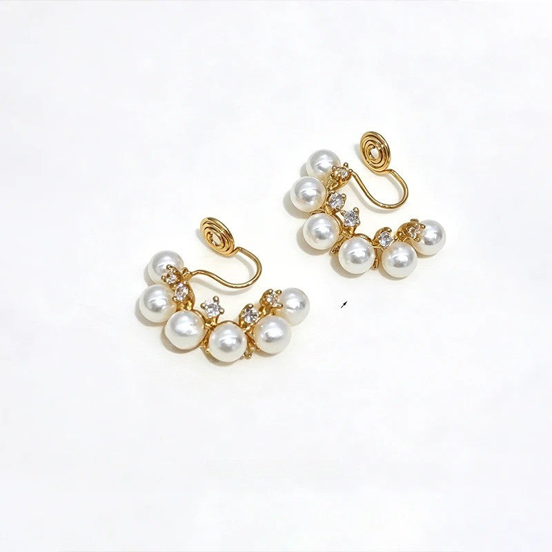 Pearl & Crystal Clip-On Earrings