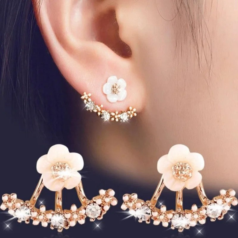 White Flower Arch Stud Earrings