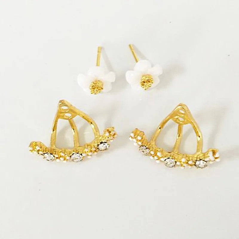 White Flower Arch Stud Earrings