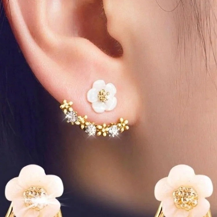 White Flower Arch Stud Earrings