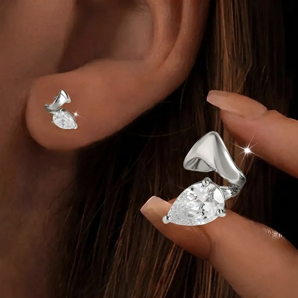 Teardrop Crystal Clip Earrings