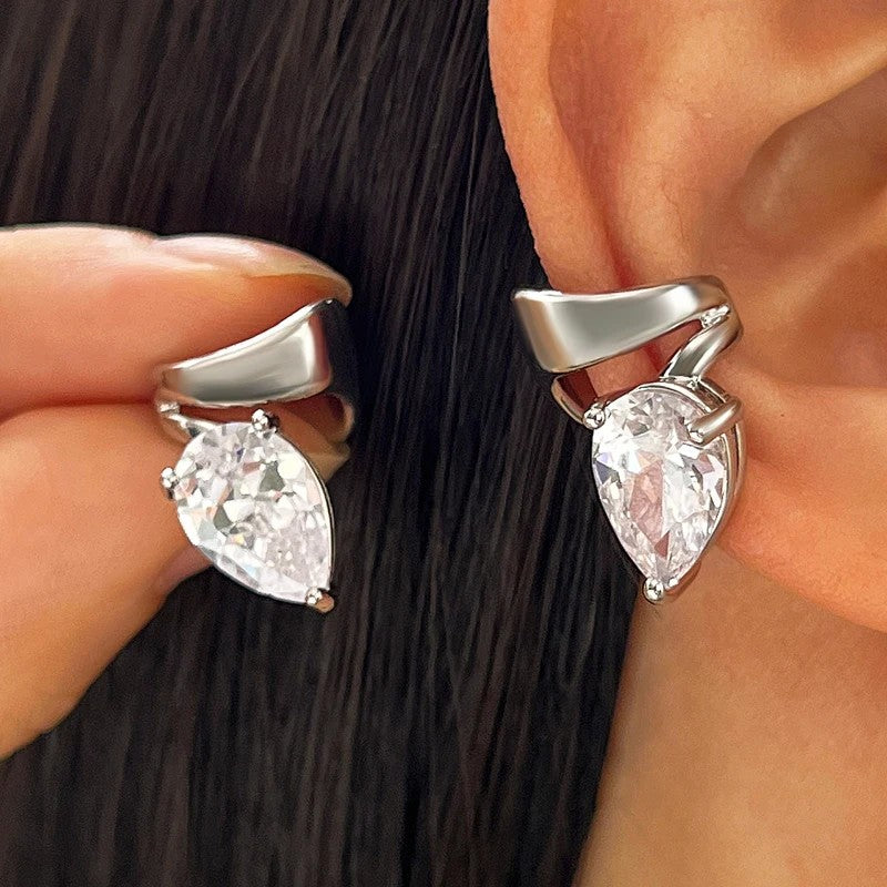 Teardrop Crystal Clip Earrings