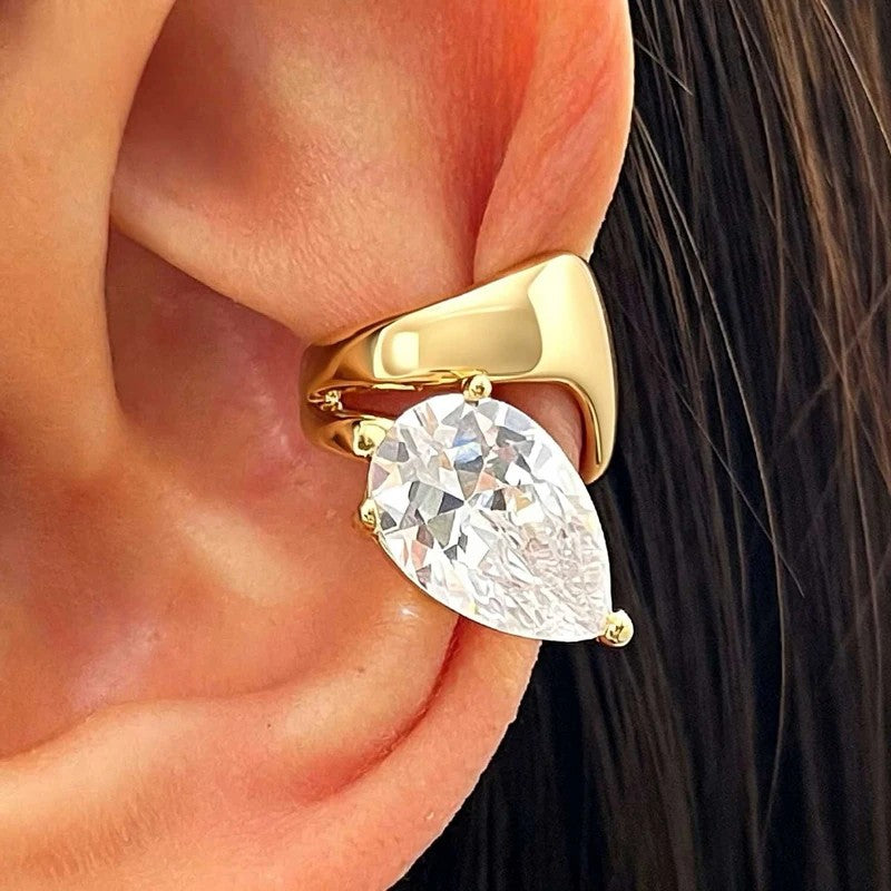 Teardrop Crystal Clip Earrings
