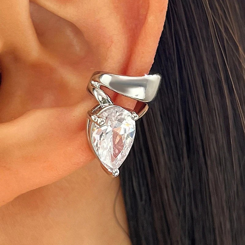 Teardrop Crystal Clip Earrings
