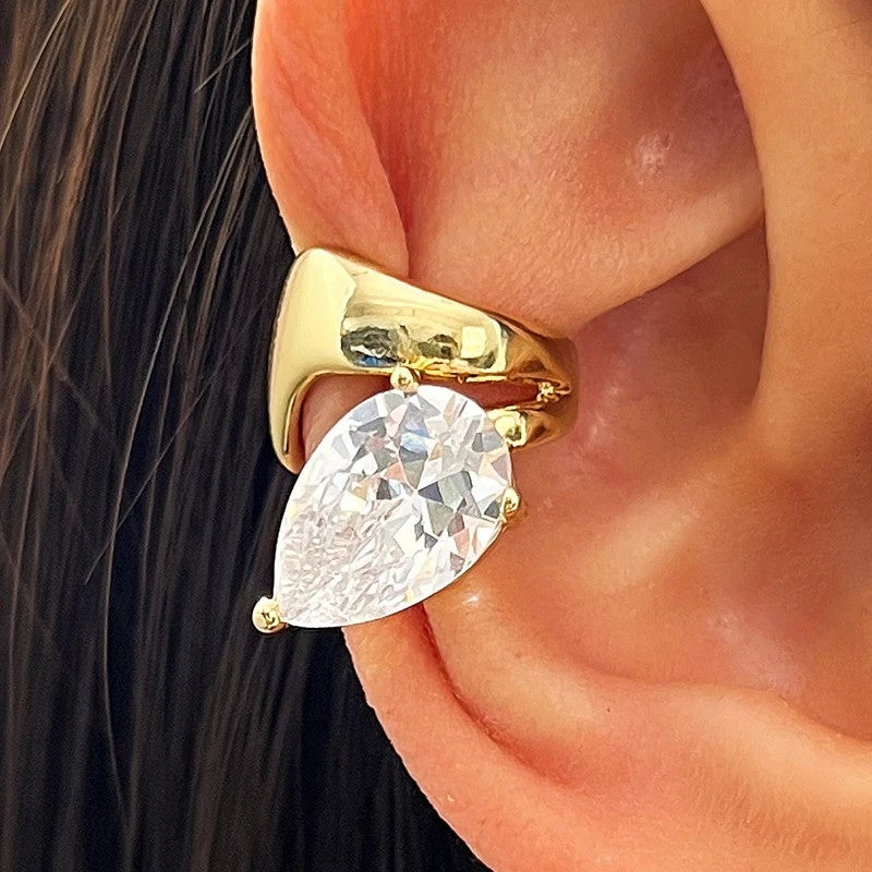 Teardrop Crystal Clip Earrings
