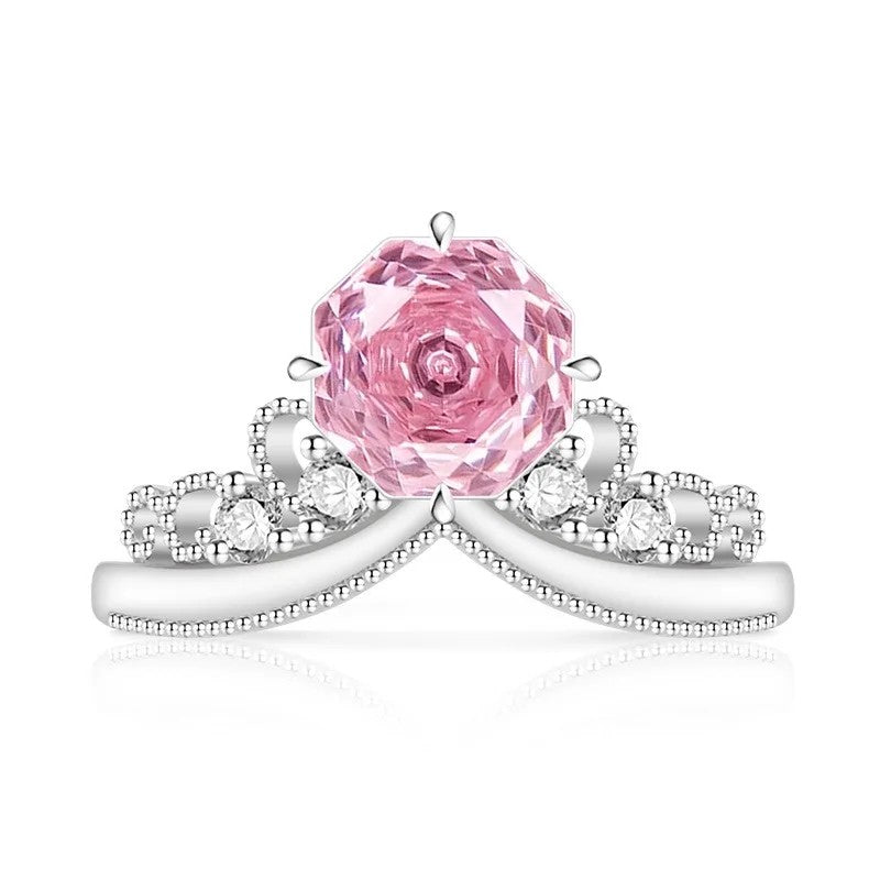 Rose Cut Stone Crown Ring