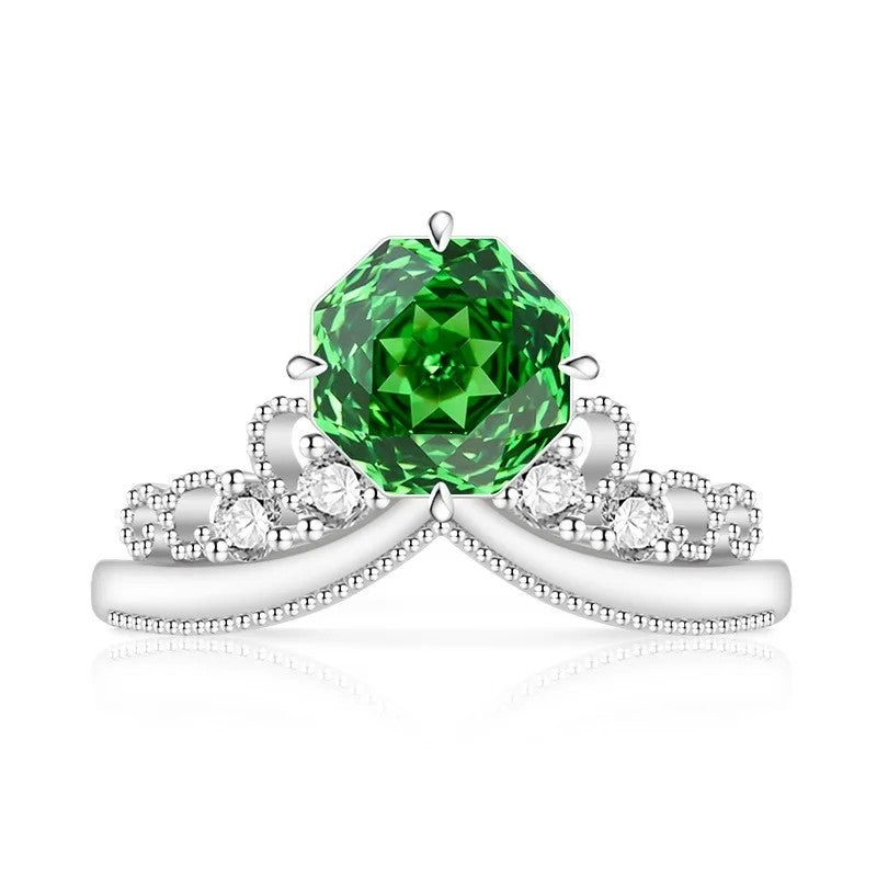 Rose Cut Stone Crown Ring