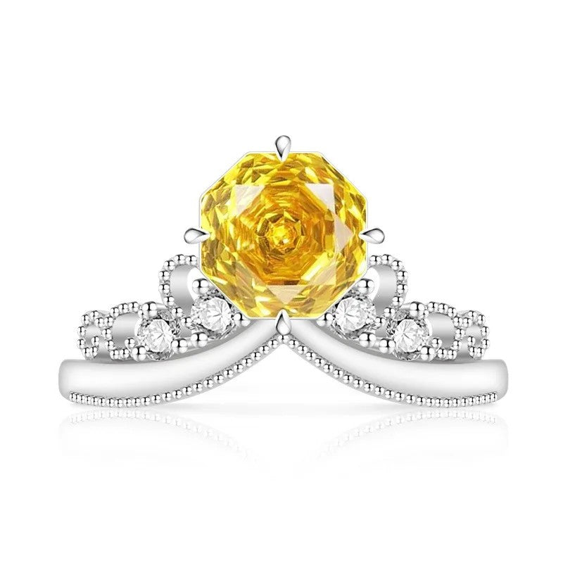 Rose Cut Stone Crown Ring