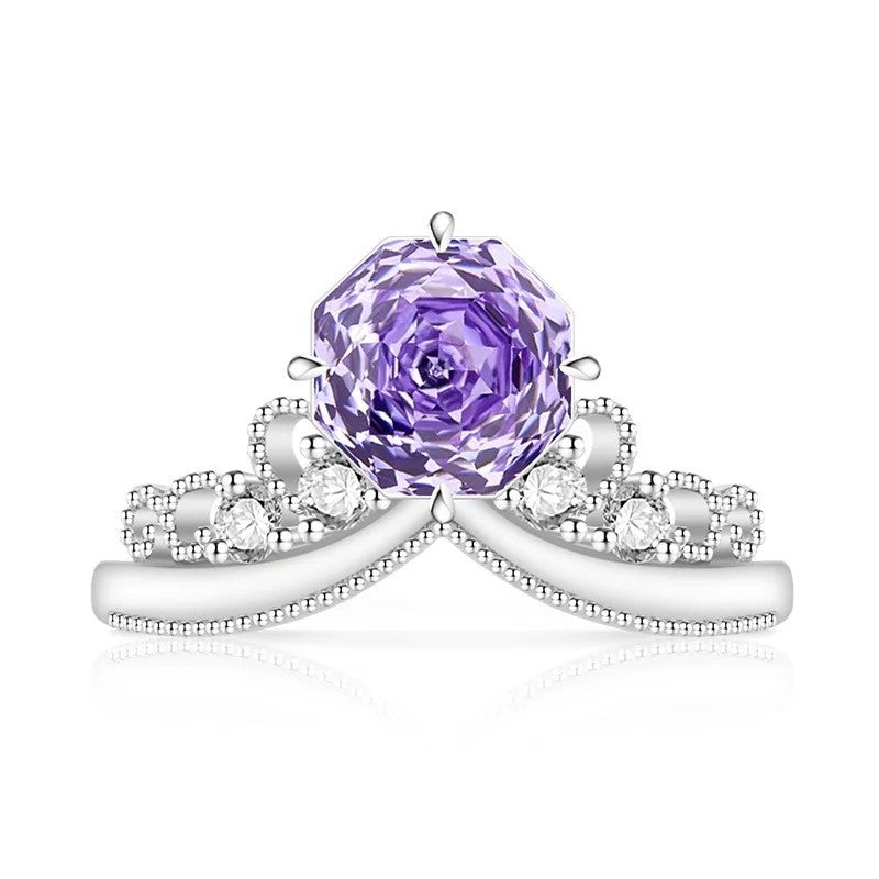 Rose Cut Stone Crown Ring