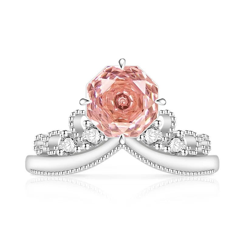Rose Cut Stone Crown Ring