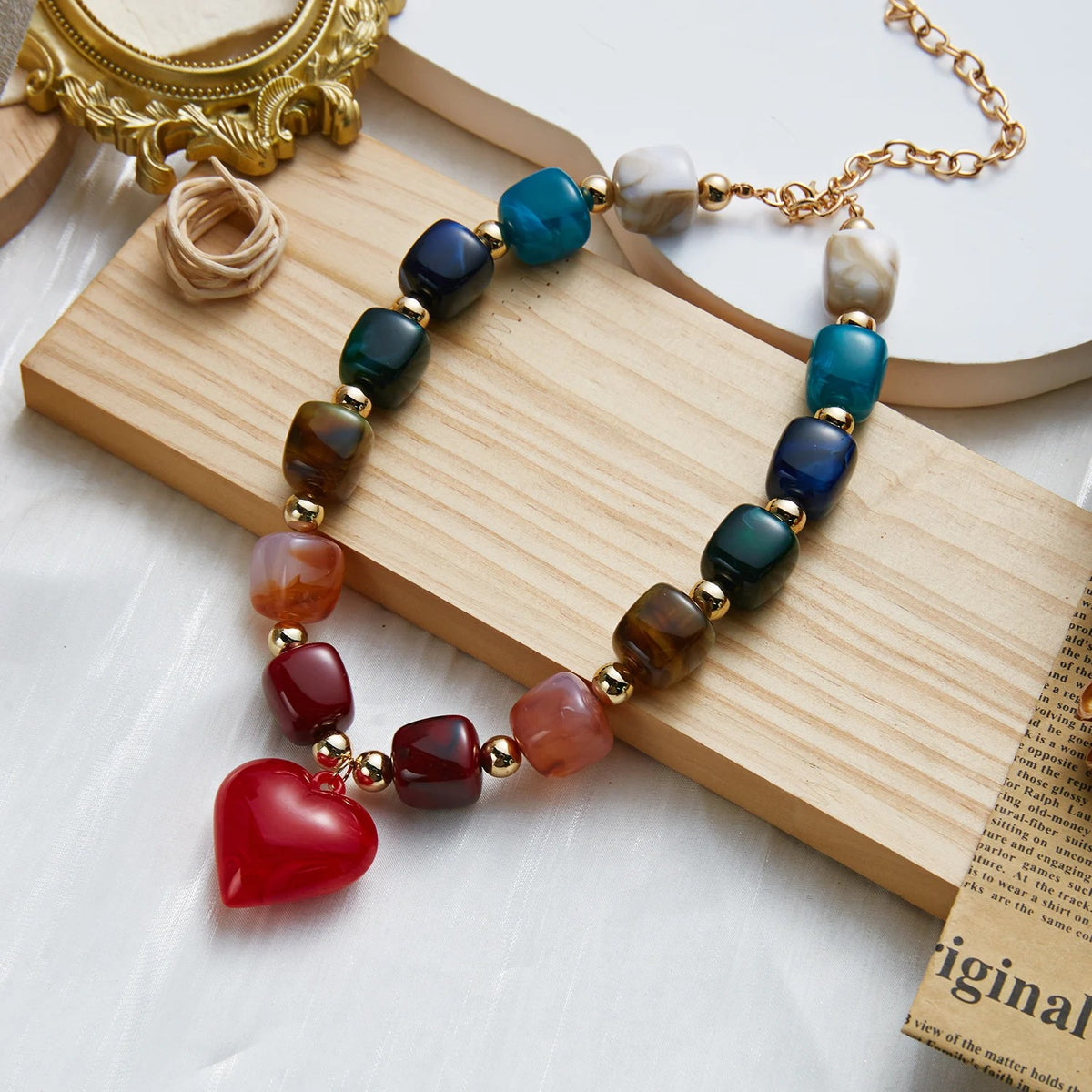 Colorful Heart Beaded Necklace