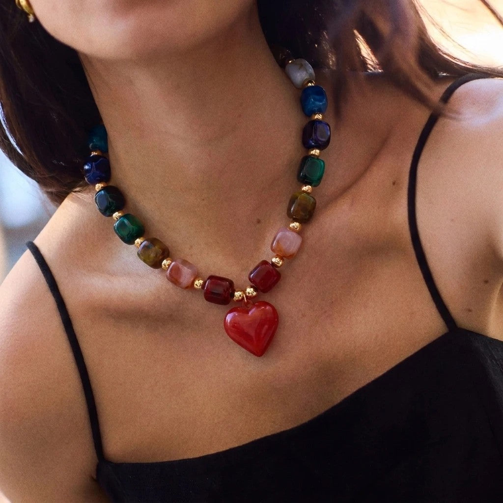 Colorful Heart Beaded Necklace