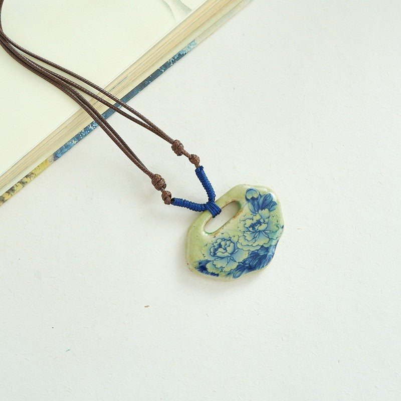 Porcelain Peony Pendant Necklace